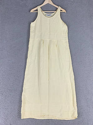 Aly Wear Dress Small Vintage Linen Muted Yellow Maxi Sleeveless Lagenlook Amish $32.97
