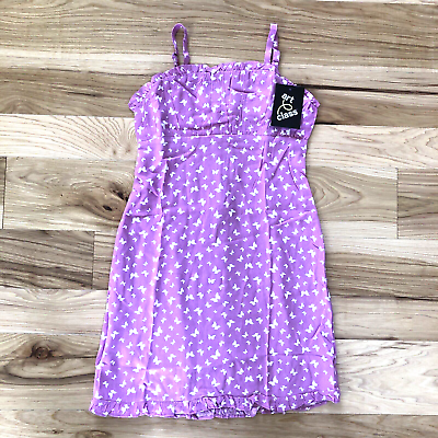 #ad #ad Girls Size M 7 8 Purple White Butterfly Spring Sun Dress NWT Art Class $8.50