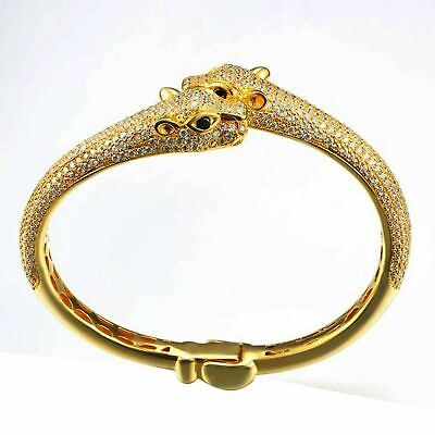 SUMMER 14K Yellow Gold Finish Round Cz Panther Bracelet For Men#x27;s $199.99