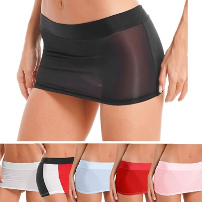 #ad Women#x27;s Sheer Ultra Short Skirts See Through Low Waist Micro Mini Skirt Lingerie $7.51