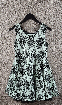#ad Knitworks Girls Dress Mint Floral Tank Flare Dress Ruffle Lining Girls Size 16 $17.99
