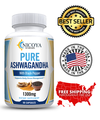 Organic Ashwagandha with Black Pepper Root Powder Natural Anti Anxiety Relief $9.75