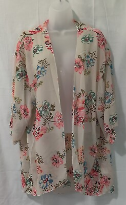 #ad Womens Size XL Sheer Floral Print Kimono Cover Up $11.90