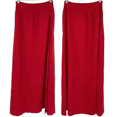 #ad SHEIN Long Slit Lightweight Maxi Skirt Red Summer Cover Up Swim Coastal $11.95