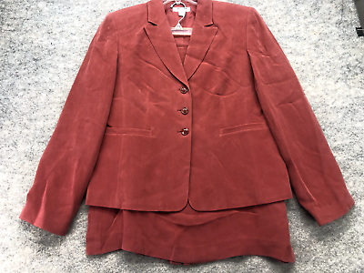 #ad Dress Barn Skirt Suit Size 16 Set 100% Silk Mauve Button Up Blazer $30.79