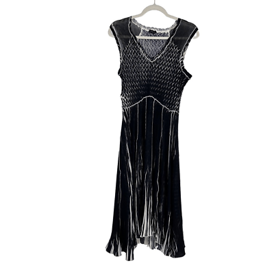 #ad Komarov Satin Charmeuse Dress Sleeveless Midi Crinkle Black Cocktail Formal $119.99