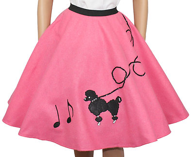#ad Hot Pink FELT 50s Poodle Skirt with Notes Adult Size SMALL Waist 25quot; 32quot; $32.95