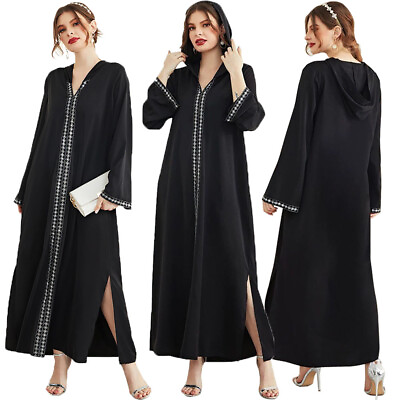 #ad Ramadan Abaya Hooded Muslim Women Maxi Dresses Dubai Kaftan Party Islamic Abayas C $41.89