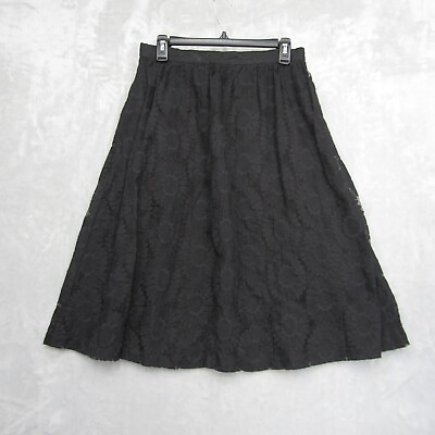 #ad Donna Morgan Black Floral Mesh Overlay A Line Skirt Skirt 6 Sunflowers $29.99