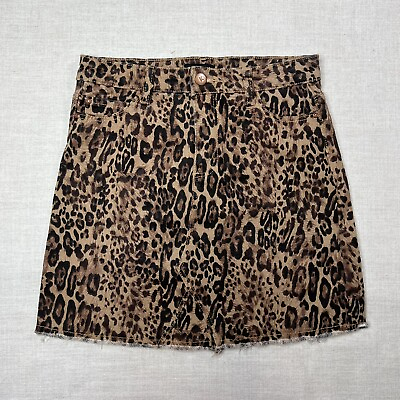 #ad KidPik Girls Skirt Size 14 Tan Brown Animal Print Raw Hem Pockets Stretchy New $9.89