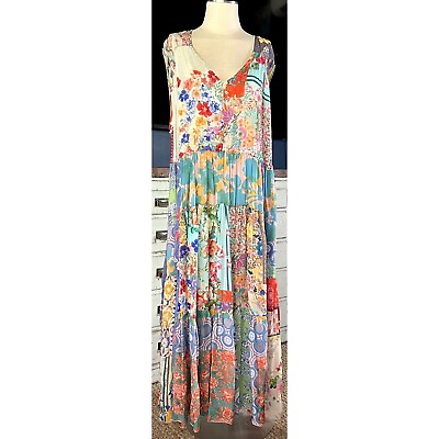 #ad NWT New $398 Johnny Was Cherika Natania Patchwork Floral Maxi Dress Plus 3X $280.00