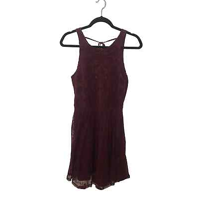 #ad NWT Hollister Junior#x27;s Large Burnout Velvet Burgundy Dress Boho Party Dress $16.00