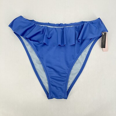 #ad Victoria#x27;s Secret Blu Shimmer High Rise Ruffle Cheeky Bikini Bottom Szie XL $19.98