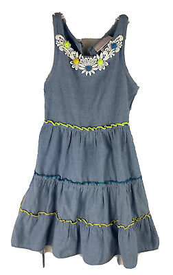 #ad #ad Youngland Sun Flower Summer Dress Girl#x27;s Size Full Skirt Embroidered $14.55