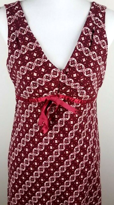 #ad Jonathan Martin Studio V Neck Long Dress Womens 8 Red Diamond Pattern Sleeveless $9.97