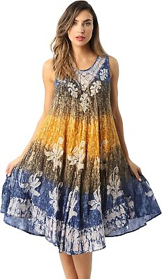 #ad Riviera Sun Batik Marble Tie Dye Summer Dress Beach Cover up $48.32