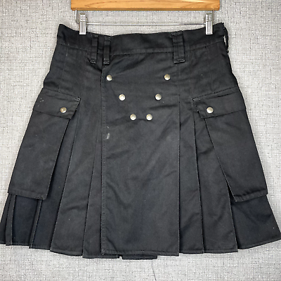 #ad Utilikilts Utility Skirt Men#x27;s 33 Black The Spartan Survivor Cargo Heavy Duty $129.99