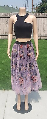 #ad Womens Tulle Skirt Floral Purple $15.99