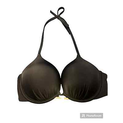 #ad Victoria#x27;s Secret Black Push Up Bikini Top Padded Size 34C $25.00