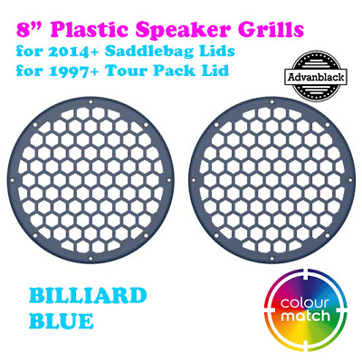 #ad Billiard Blue HEX 8#x27;#x27; Plastic Speaker Grills fit Harley 8quot; 1997 Tour Pack Lid $139.00