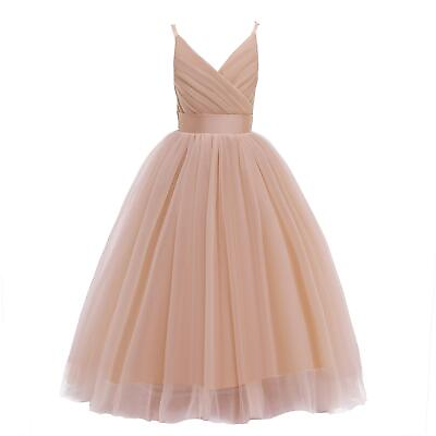 #ad Glamulice Flower Girl Dress Kids Lace Spaghetti Strap Tulle Dresses Wedding $7.99