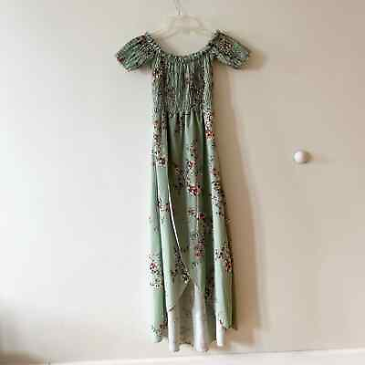 #ad boohoo green floral maxi dress $25.00