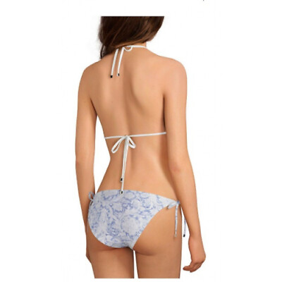 Chelsea amp; Violet String Bikini Bottoms Blue paisley print Large size $27.33