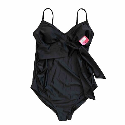 #ad Ingrid amp; Isabel L Tie Front One Piece Maternity Swimsuit Padded Black Adjustable $12.32