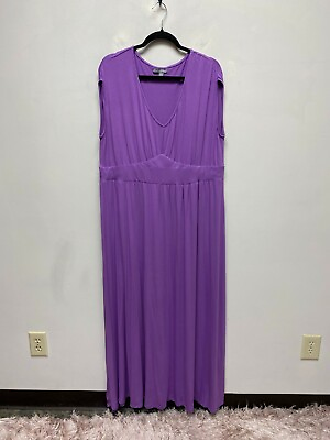 #ad Jessica London Womens Purple Sleeveless V Neck Empire Waist Solid Maxi Dress 16W $17.21