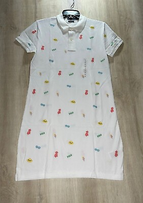 #ad NWOT Polo Ralph Lauren Women#x27;s White Beach POLO Embroidered Mesh Mini Dress $44.99