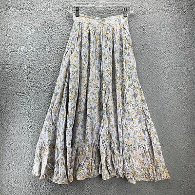 #ad Floral Maxi Skirt Cottagecore Prairie XS Lined Flowy Elastic Waist Garden READ $16.00