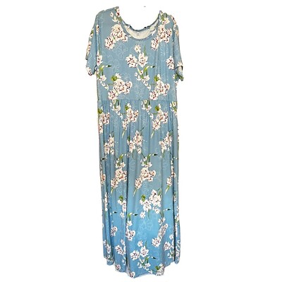 #ad KARALIN Women#x27;s Short Sleeve Loose Casual Long Maxi Dresses Floral Size 24 $13.00