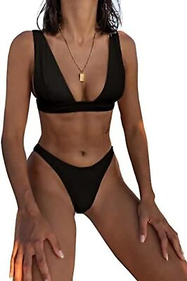 #ad Fashion 2 Piece Bikini Sets for Women V Neck Triangle Bikini Set Swimsuit with C $33.14