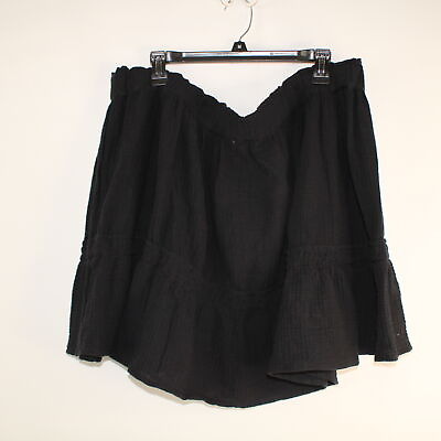 #ad Cotton On Women#x27;s Size 22 Plus Black Cotton Curve Frill Mini Skirt $15.00