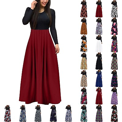 #ad Women Long Sleeve Soild Cocktail Party Elegant Casual Evening Party Long Dress $24.29