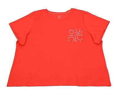 Calvin Klein Performance T Shirt Women#x27;s Plus 3X Orange Short Sleeve Pocket Logo $13.21