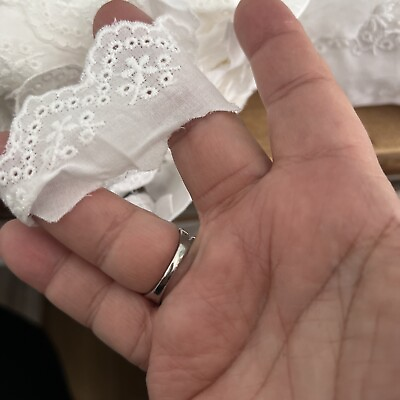 #ad 14 Yards Scalloped Eyelet Lace trim Edging Embroidered Cotton 100% 1.5” W White $19.90