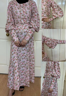 #ad Women Kurti Kurta Loose Pink Floral Long Dress Baggy Kaftan Maxi Dresses GBP 24.74