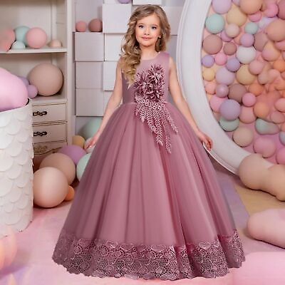 Vintage Flower Girls Dress Wedding Party Princess Pageant Long Gown Formal Dress $36.99