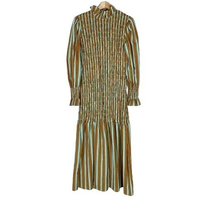 #ad Mariadelaorden Monoprix Womens Terre Rose Robe Maxi Dress Striped Size EU 40 NWT $225.00