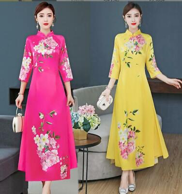 Womens Embroidery QiPao Cheongsam Evening Party Long Chinese Dress Ball Gown $42.31