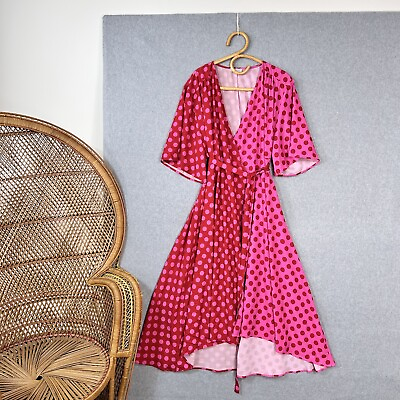 Little Party Dress Size 20 Wrap Pink Red Spot Dot AU $59.00