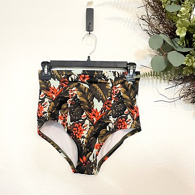 #ad Out From Under Women#x27;s Bikini Bottoms High Waist Sz Small Floral black Boho $12.00