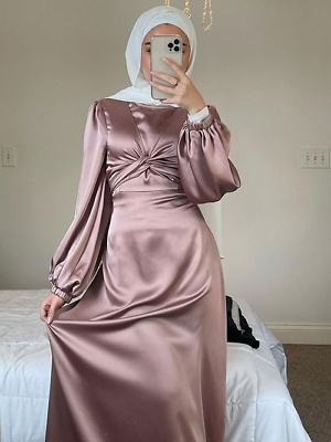 #ad Eid Abaya Muslim Long Dress Women Wrap Front Belted Hijab Modest Dresses Party $62.24