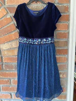 #ad My Michelle Girls Kids Dress Blue Sparking Embroidered Party Holidays Size 12 $12.99