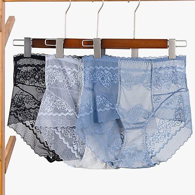 Women Panties Underwear High Waist Thin Transparent Lace Summer Plus Size Undies $10.63
