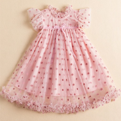 Fashion Summer Girls Princess Dress Kids Dot Ruffle Bow Short Sleeve Tulle Tutu $33.01