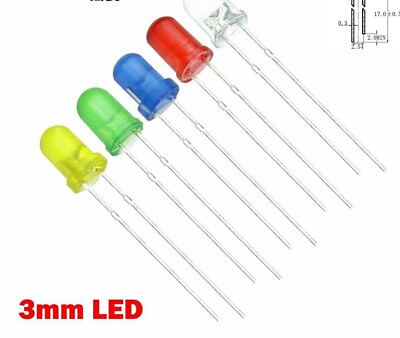 #ad #ad LED Light Assorted Kit DIY Set White Yellow Red Green Blue Five kinds 3mm 100Pcs $9.74