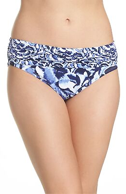 Pansy Women#x27;s Petal Brief Bikini White Blue Bottoms size Large 180108 $50.35
