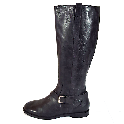 #ad Cole Haan Womens Boots Black Leather Riding Equestrian Knee High Zip 7 38 $59.99